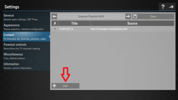 paramètres de l application ss iptv