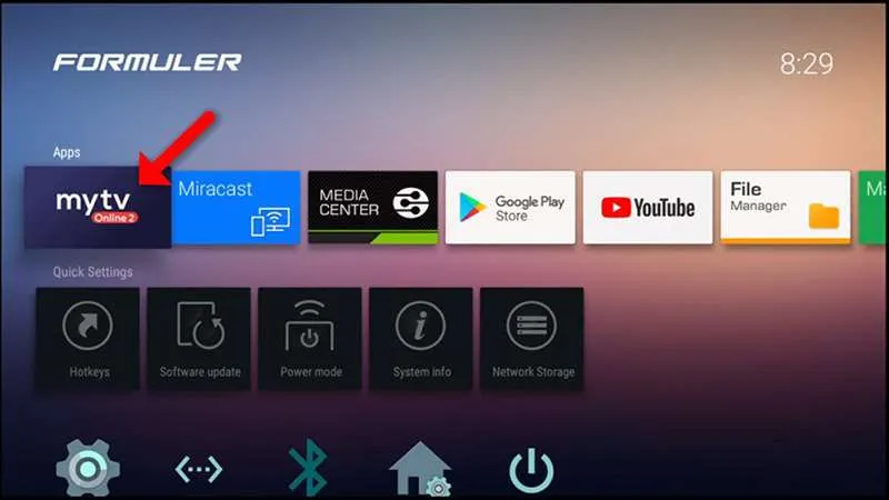 l'application mytvonline sur l'Ecran d acceuil du boitier formuler iptv 