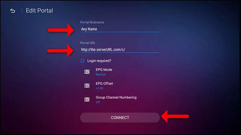 fenêtre d installation d un portal iptv sur mytvonline 