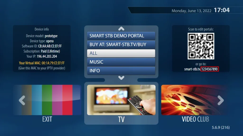 interface de l application Smart STB