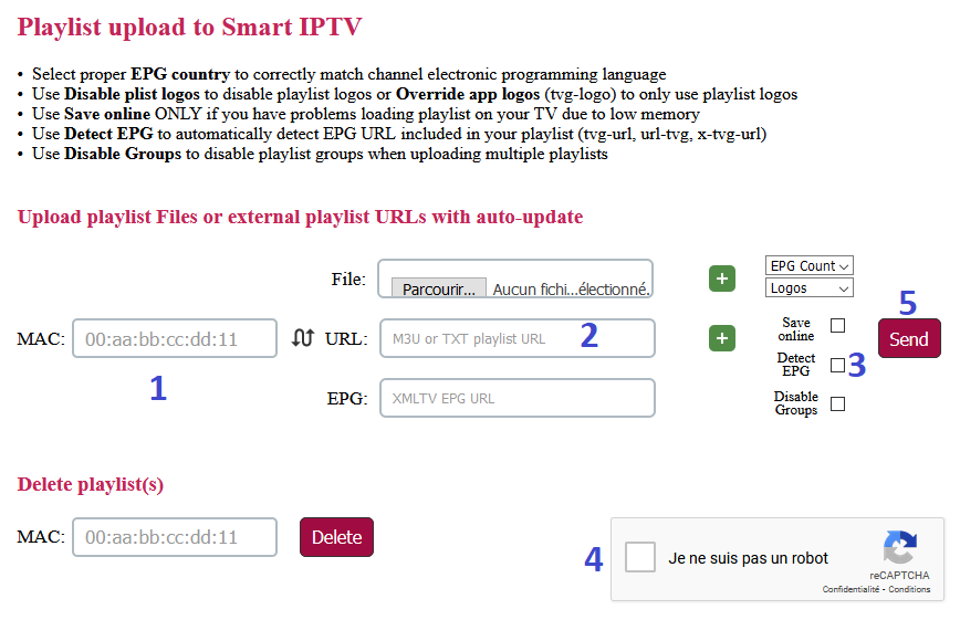 page web de smart iptv pour configuer un abonnement iptv